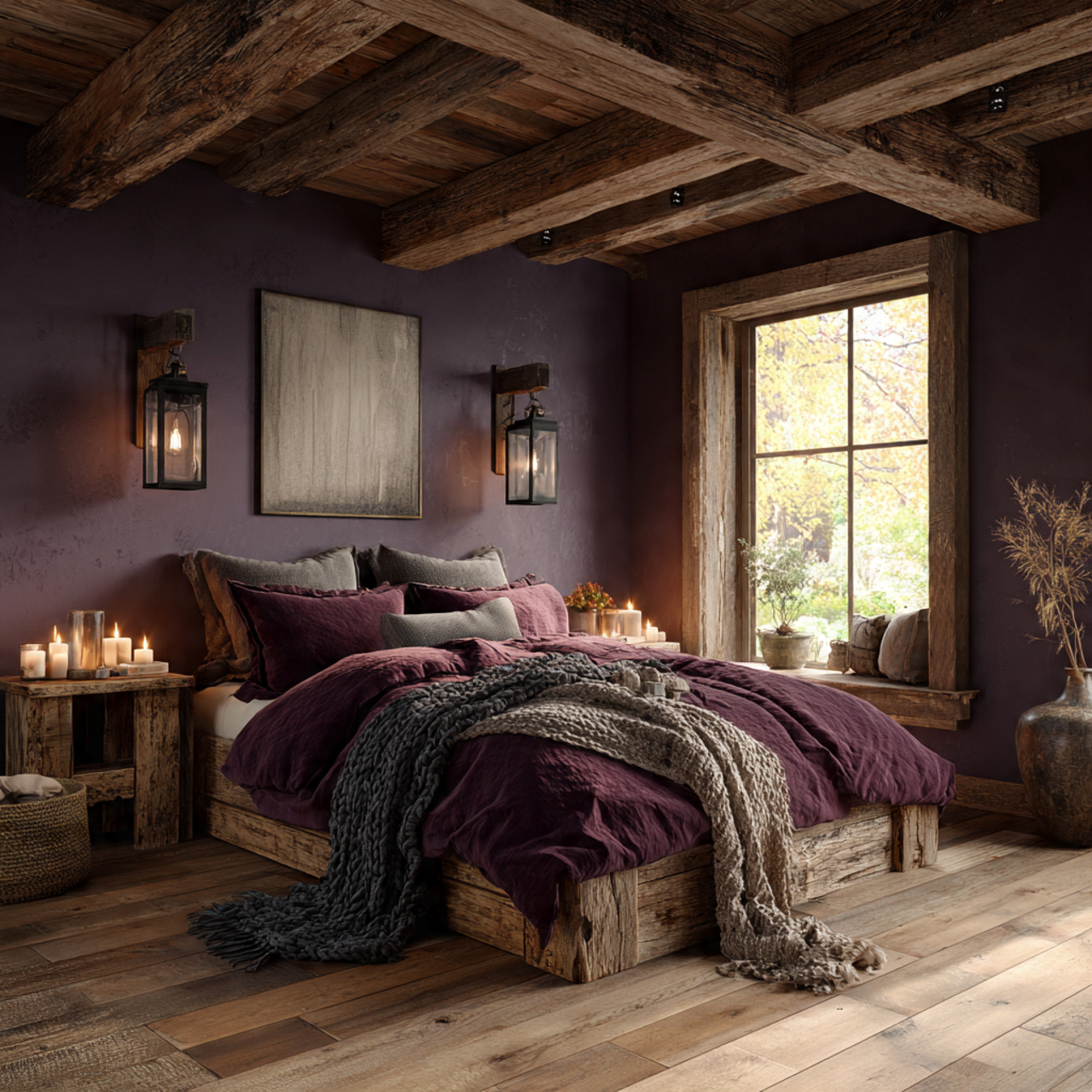 13 rustic wood and grape color palette