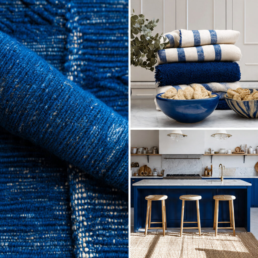 Blue Kitchen Bliss: 27 Timeless Design Secrets & Ideas 27 27 adding texture through blue kitchen textiles