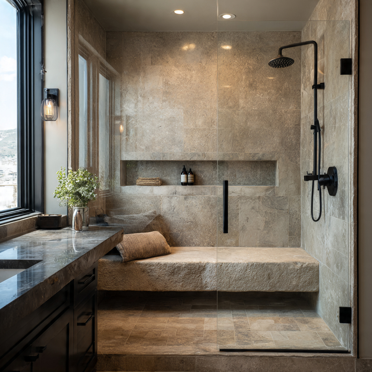 34 integrated seating in showers bathroom