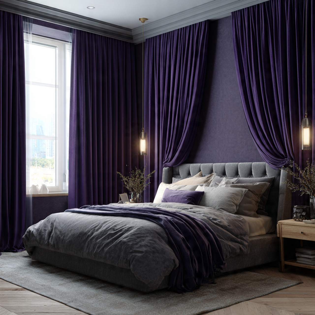 4 blackout curtains for a deep purple