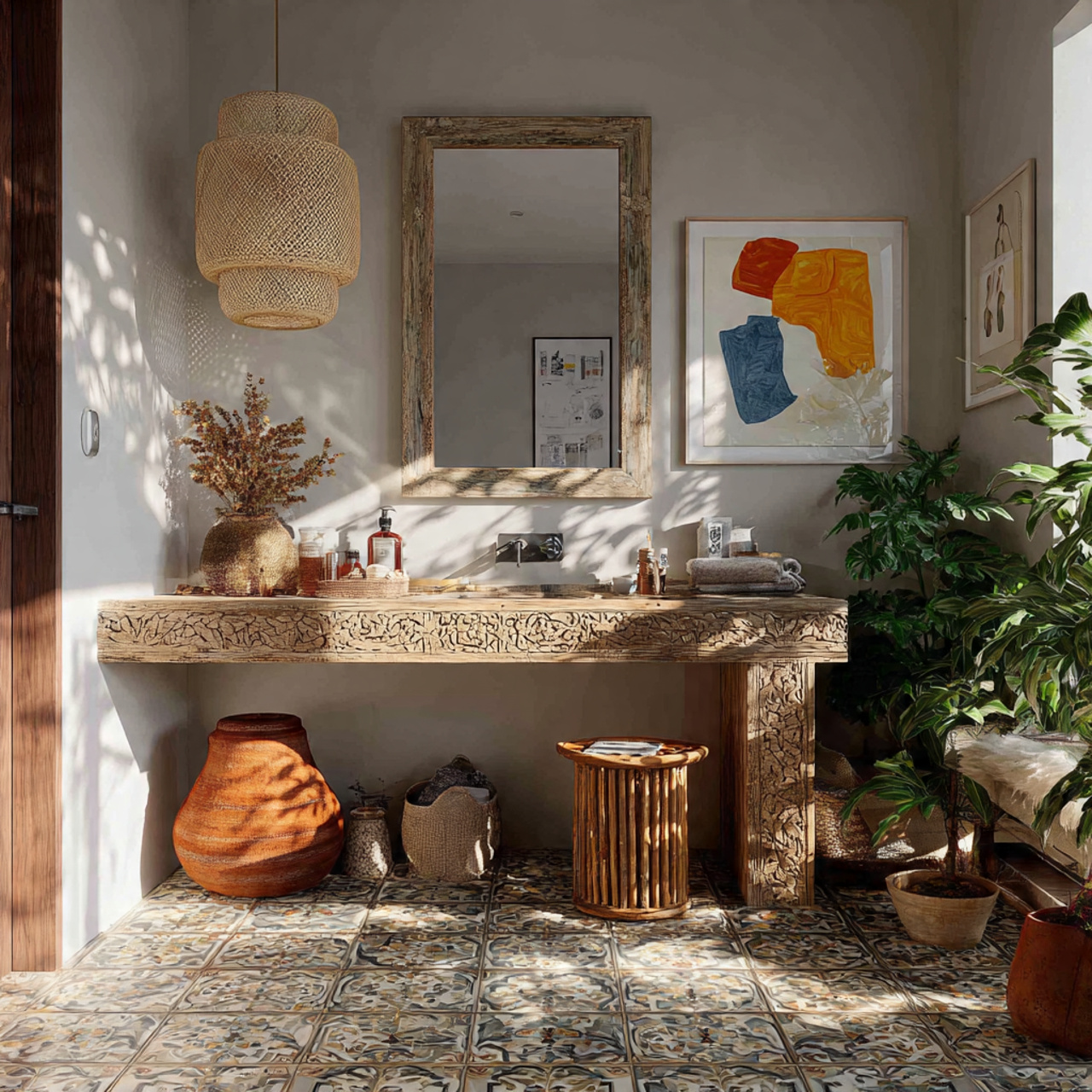 5 bohemian chic vanity styling bathroom