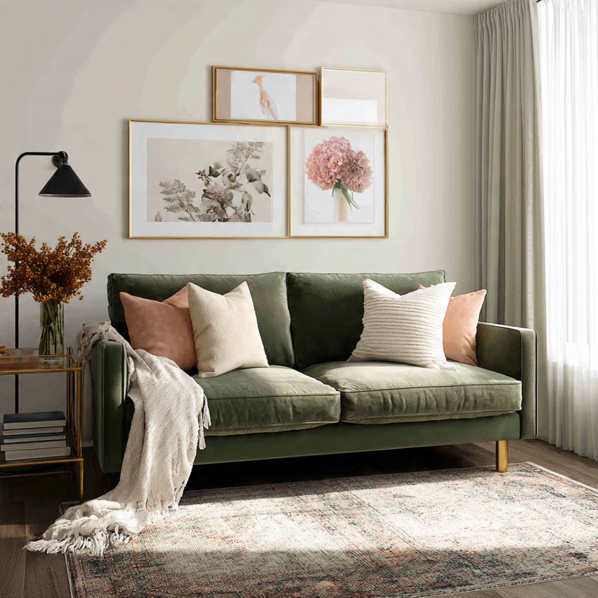 A Statement Sofa in Deep Sage