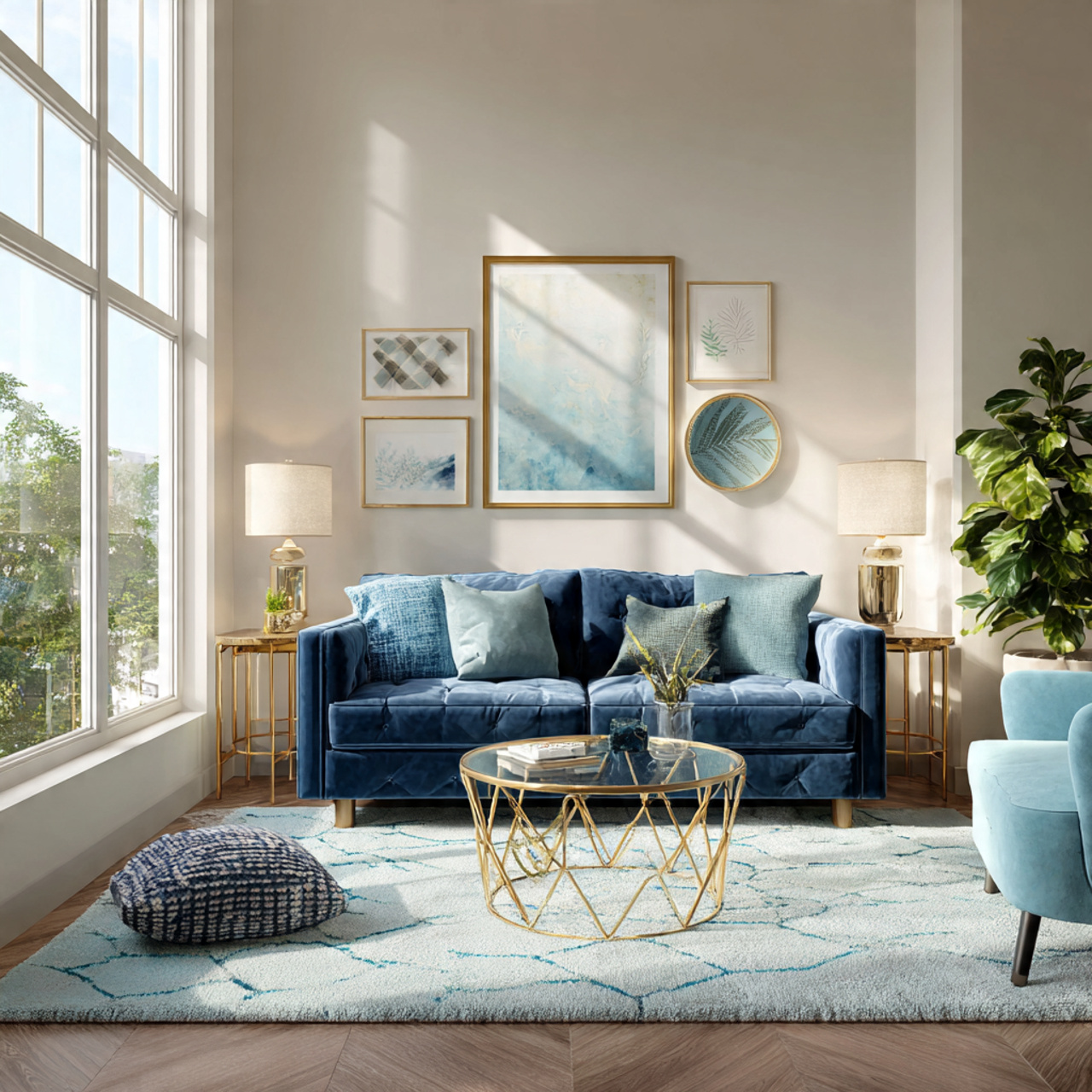 Blue Living Room Color Scheme & Decors