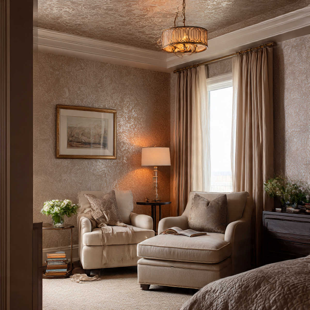 Textured Wallpaper Ceiling Finish