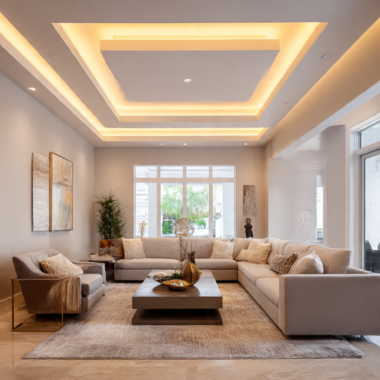 Tray Ceiling with Ambient Lighting