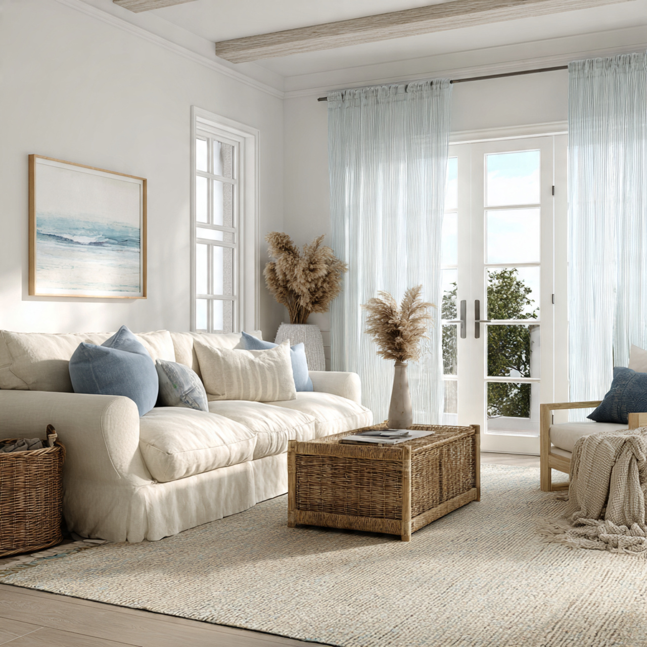 Top Coastal Living Room Inspirations: 27 Unique Home Ideas 1 a bright coastal living room with white