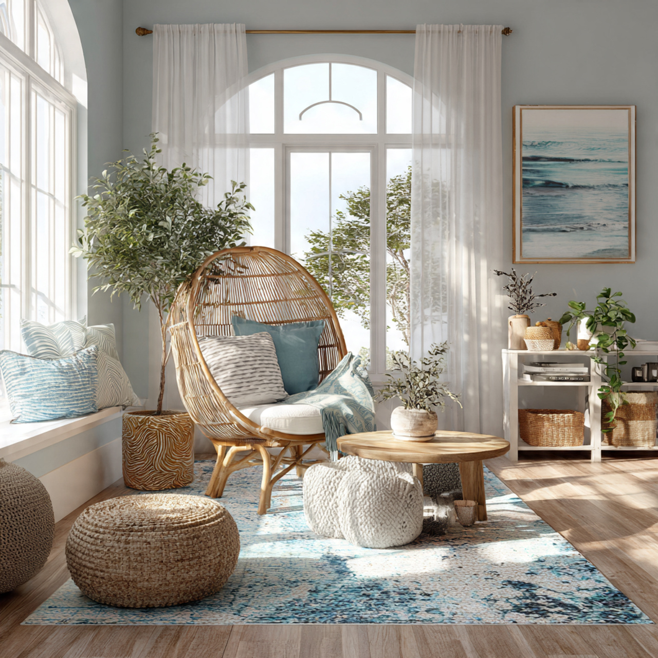 Top Coastal Living Room Inspirations: 27 Unique Home Ideas 10 a coastal boho living room with a