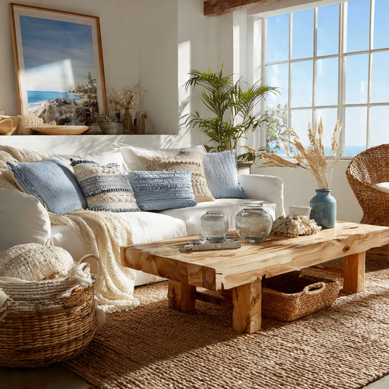 Top Coastal Living Room Inspirations: 27 Unique Home Ideas 4 a coastal living room featuring a natural