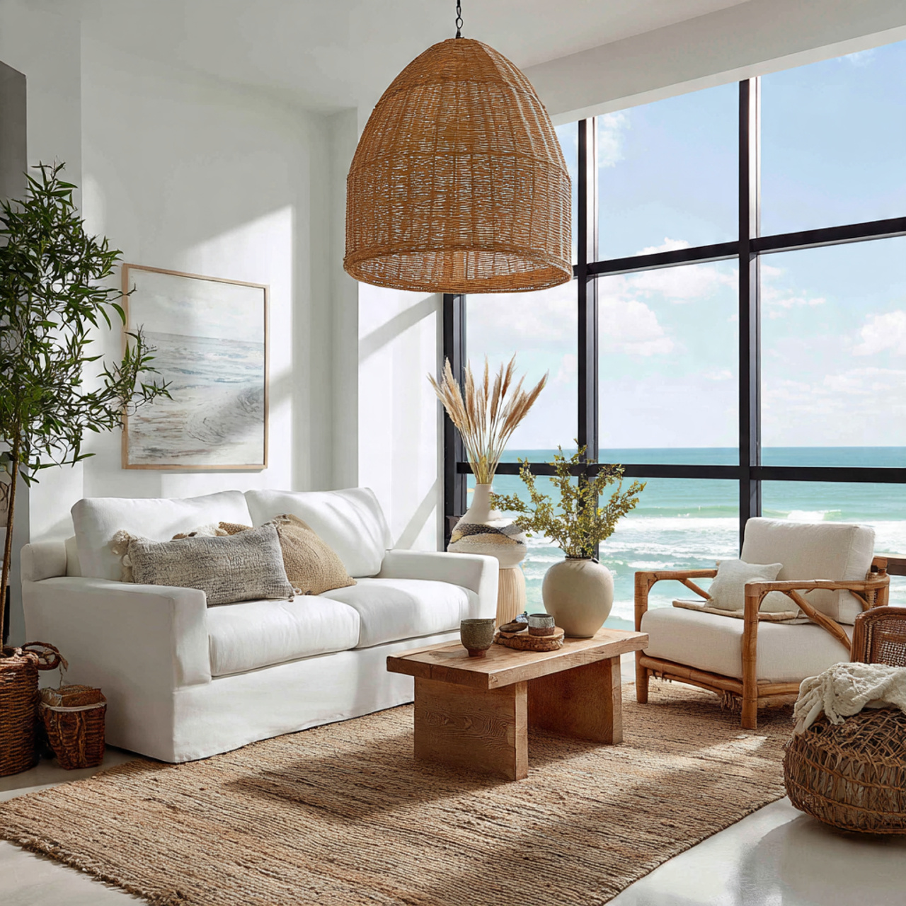 Top Coastal Living Room Inspirations: 27 Unique Home Ideas 7 a coastal living room with a large