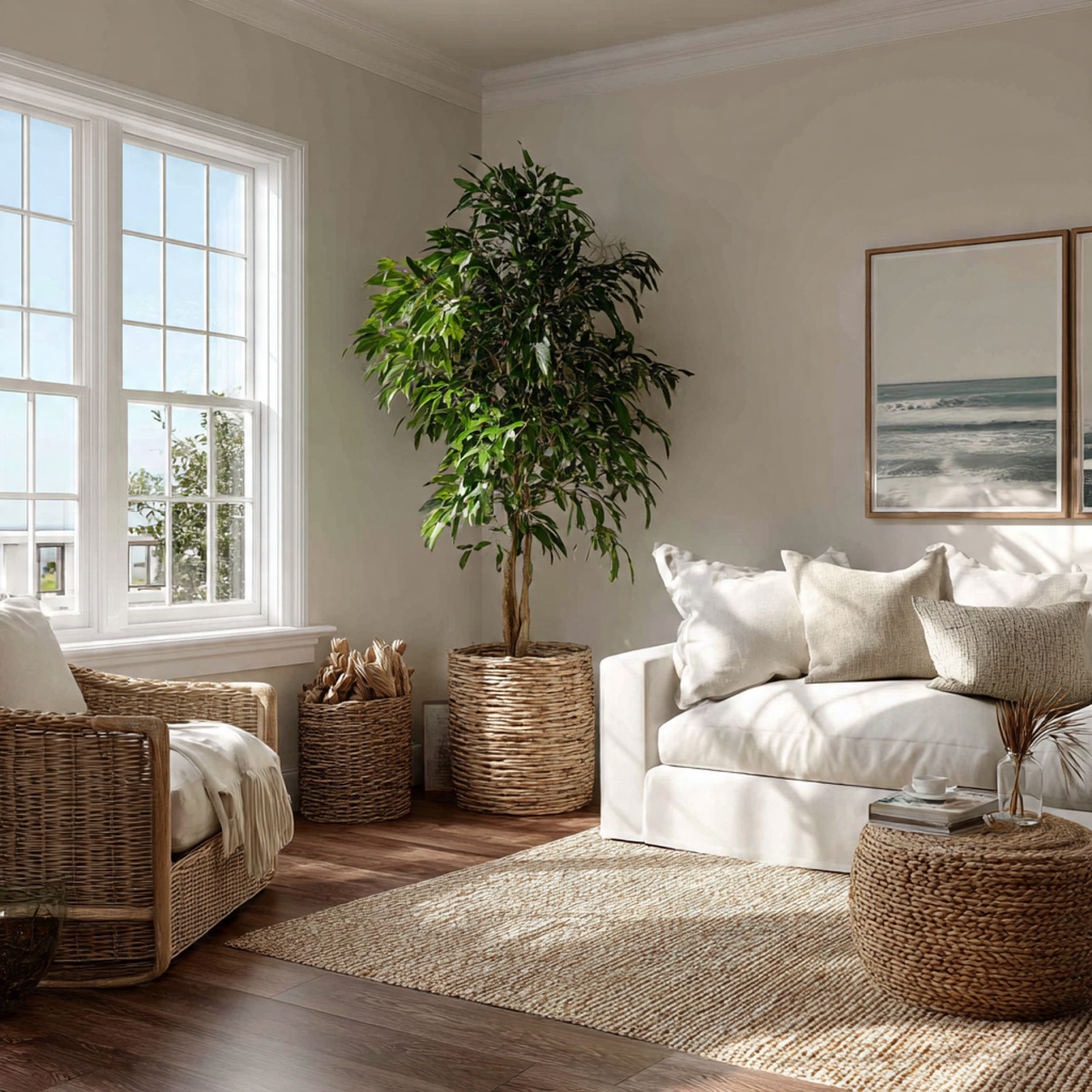 Top Coastal Living Room Inspirations: 27 Unique Home Ideas 25 a coastal living room with a tall 1