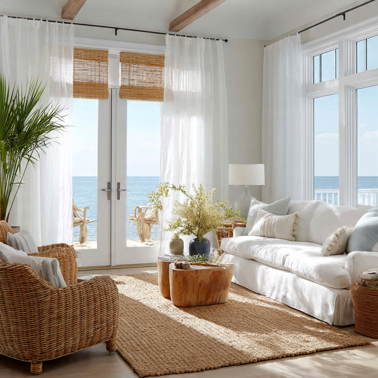 Top Coastal Living Room Inspirations: 27 Unique Home Ideas 14 a coastal living room with sheer white