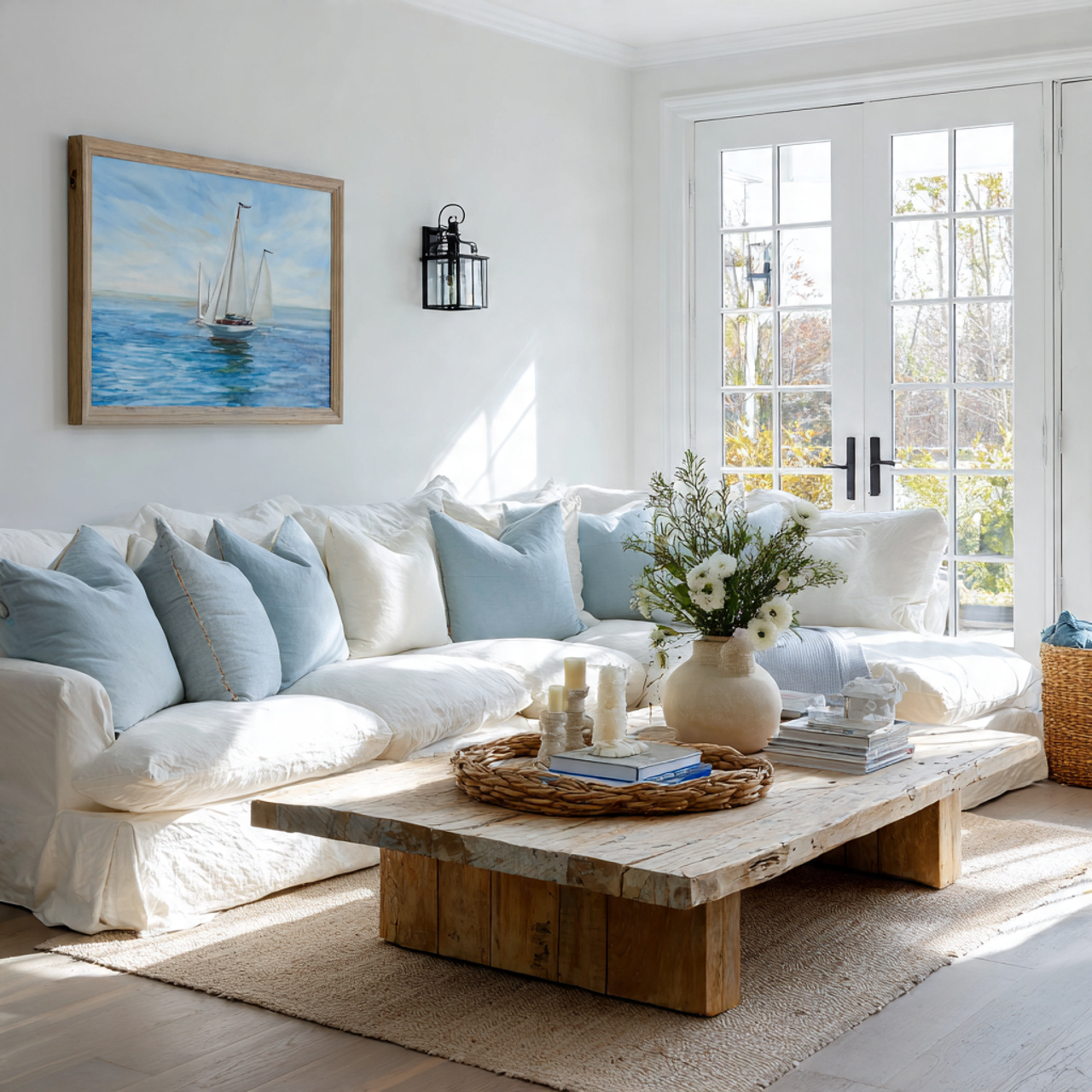 Top Coastal Living Room Inspirations: 27 Unique Home Ideas 3 a cozy coastal living room with a