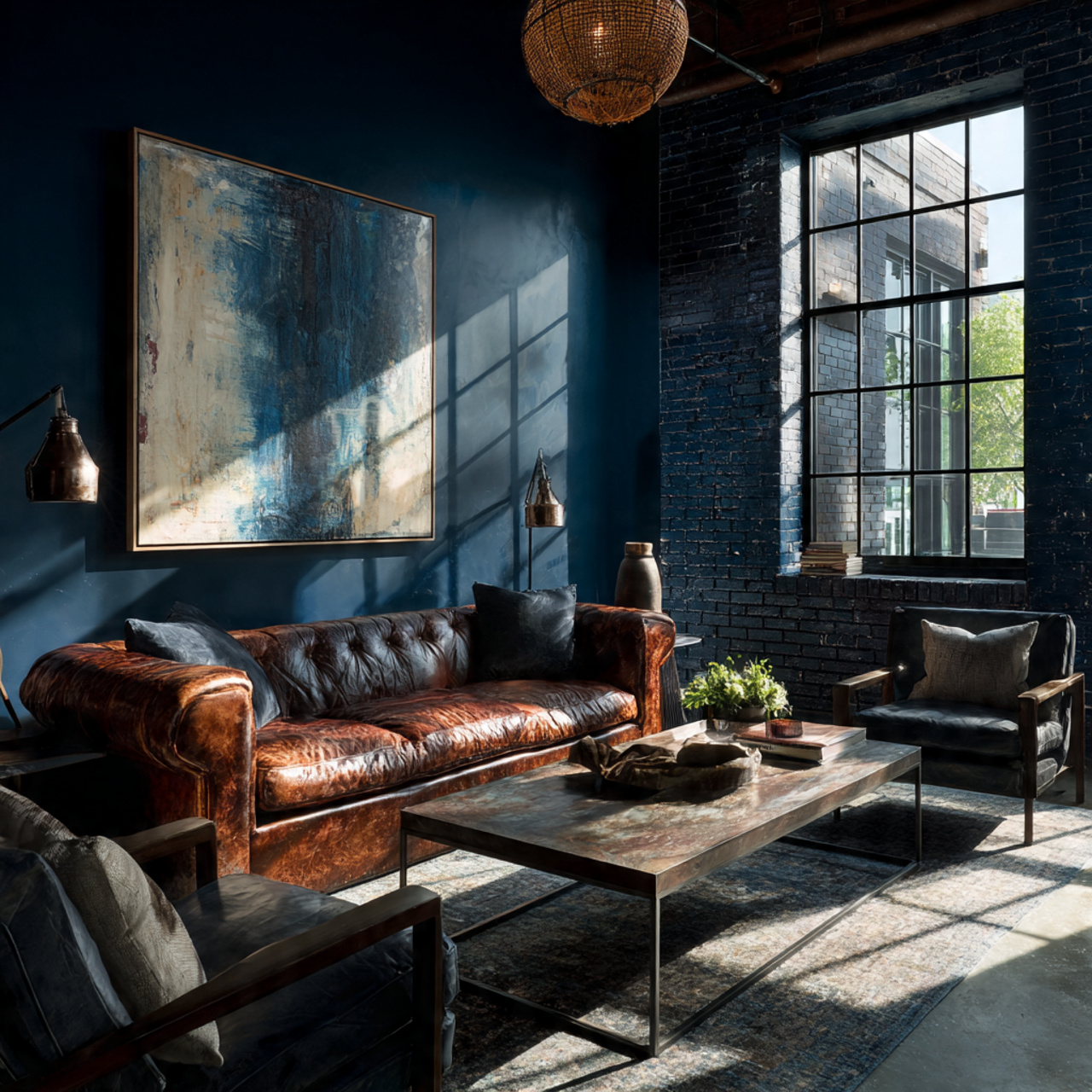 25 Stylish Blue Living Room Color Scheme & Decors Secrets 17 a modern industrial blue living room with
