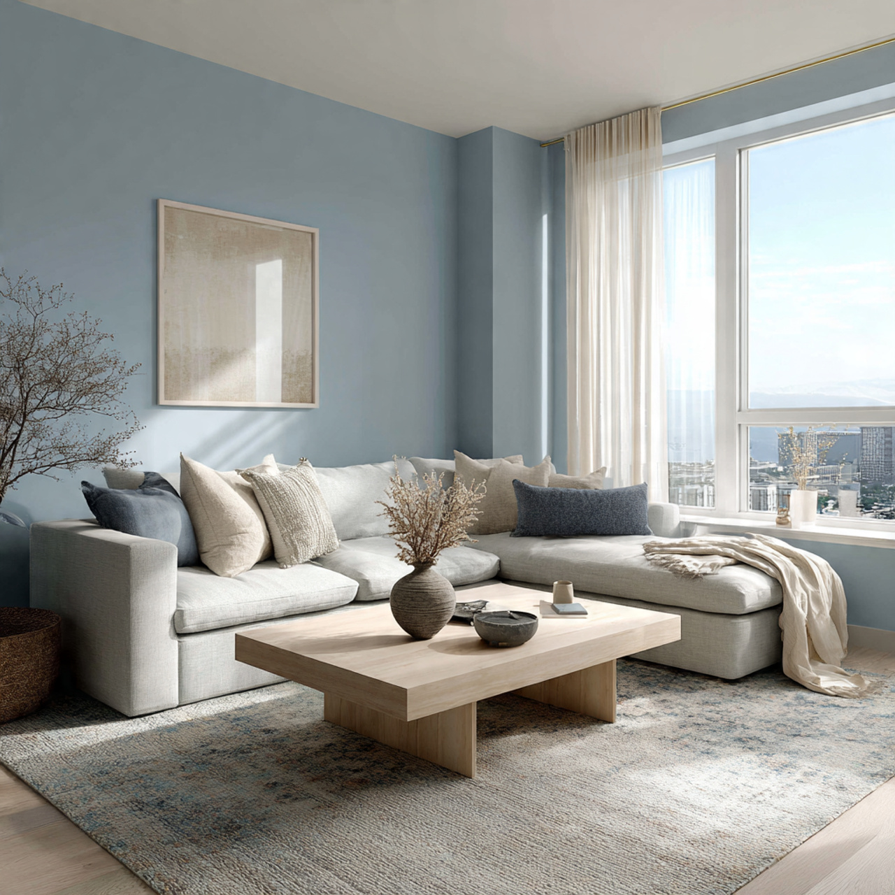 25 Stylish Blue Living Room Color Scheme & Decors Secrets 7 a soft powder blue and gray living room