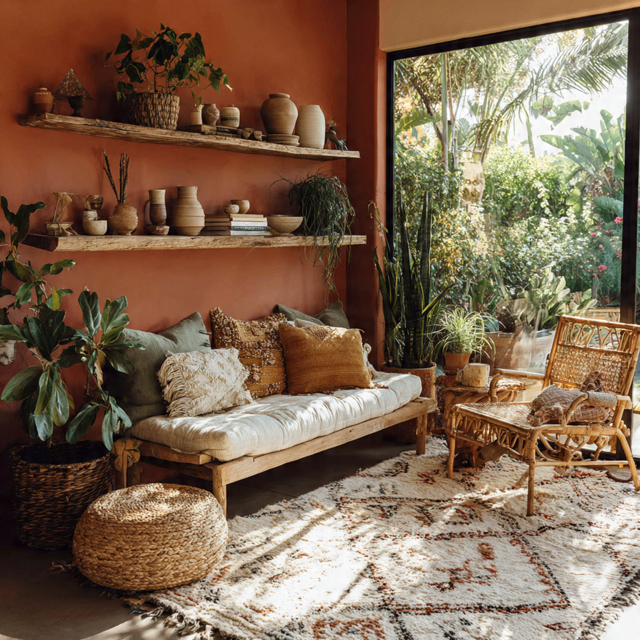 27 Living Room Color Palette Ideas for a Stunning Home 4 a warm terracotta accent wall sage green