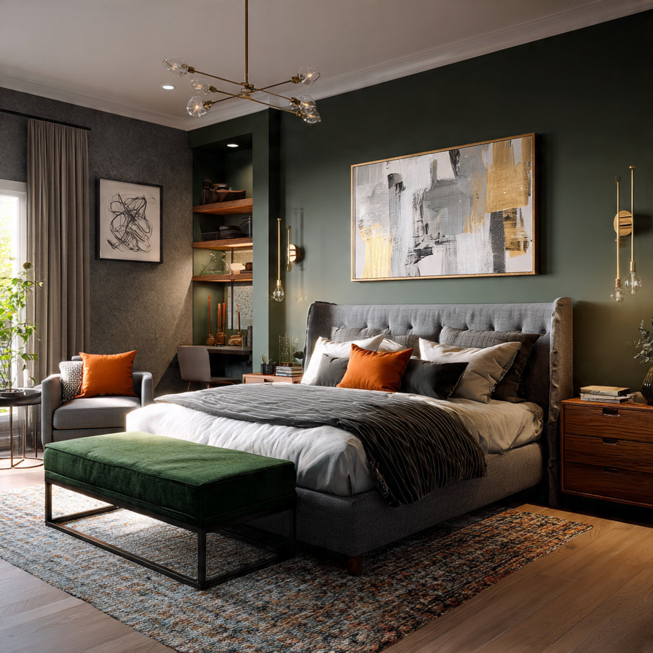 adding texture to dark green walls dark 1