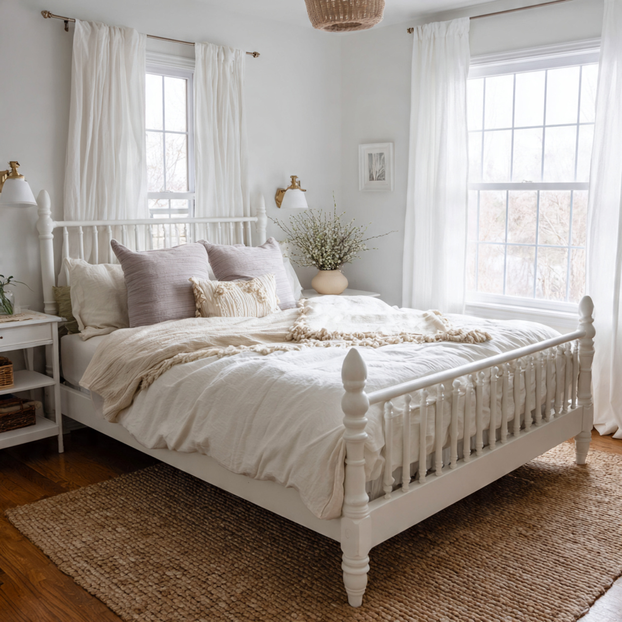 cozy white guest room with a white
