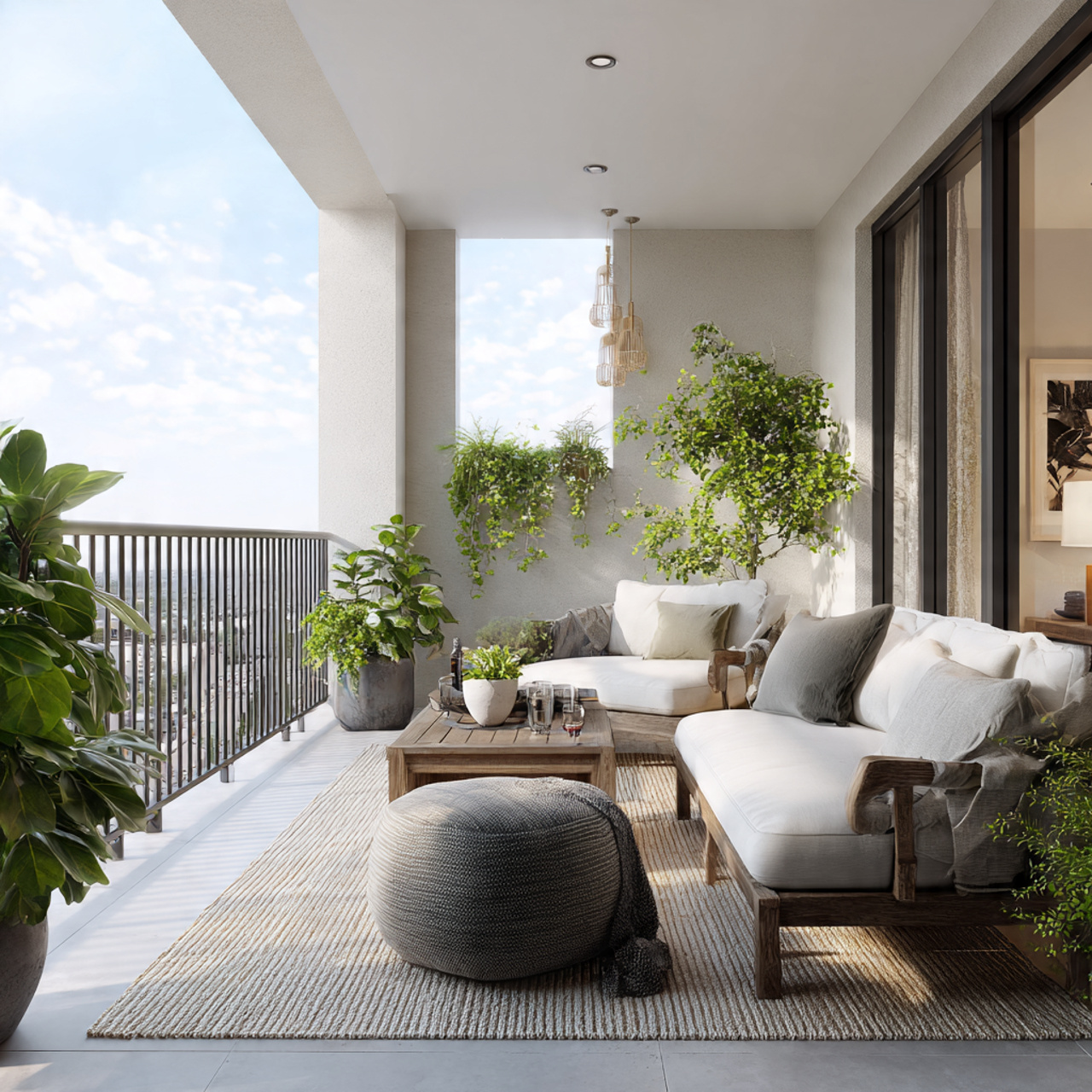 hyper realistic balcony scene showcasing balcony and terrace