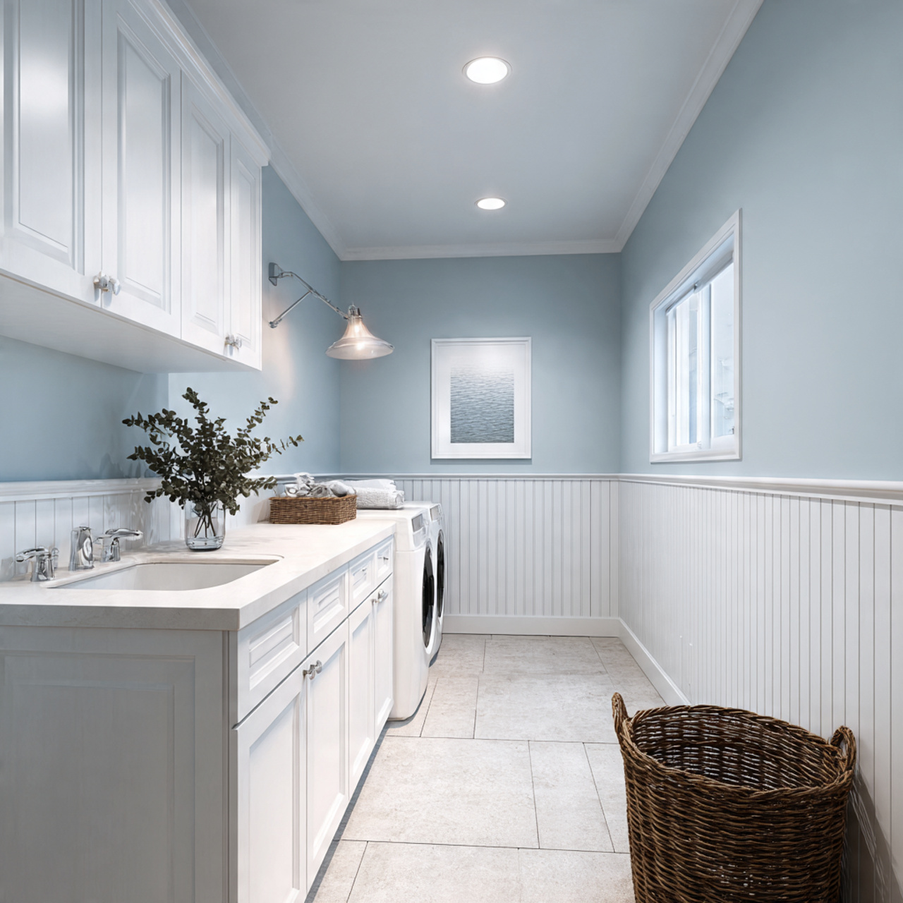 hyper realistic bathroom laundry room or basement interior