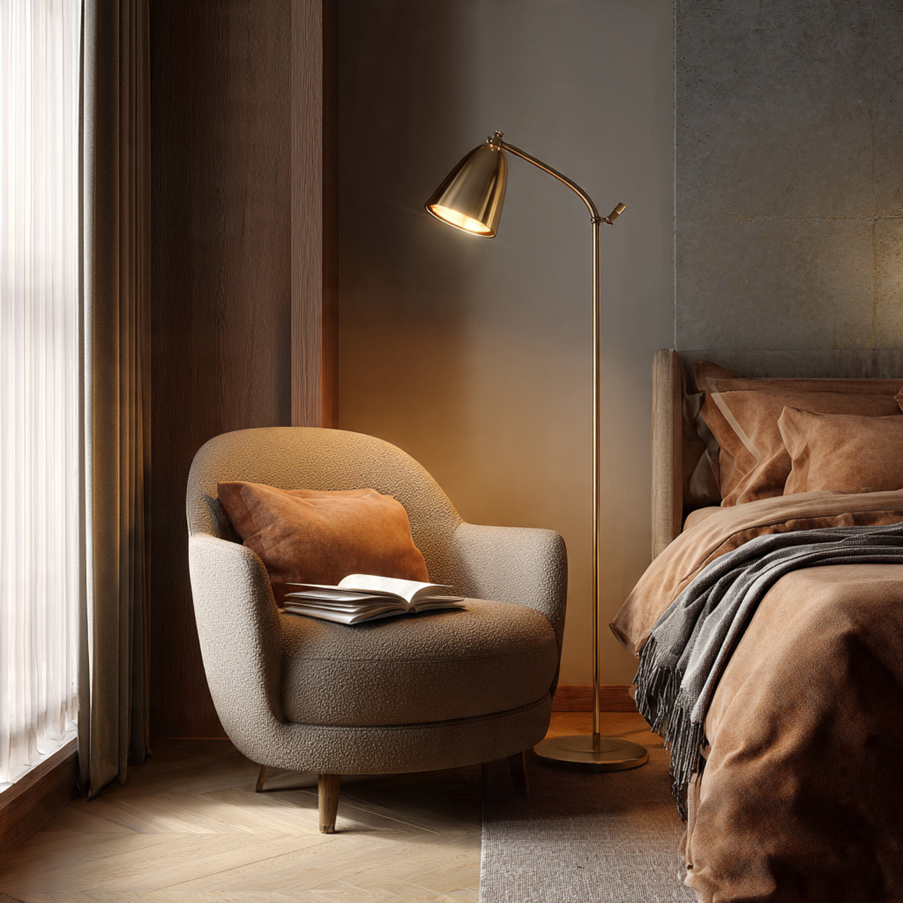 hyper realistic cozy reading nook inside a bedroom