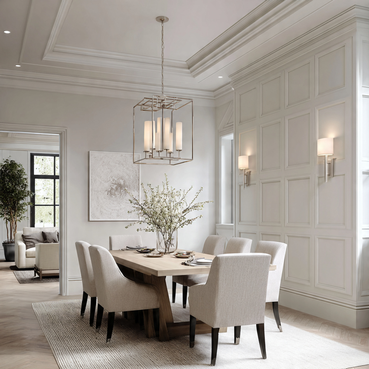 hyper realistic living room or formal dining room