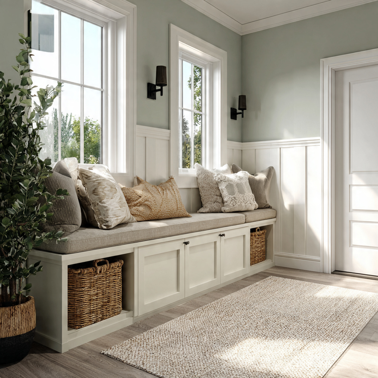 hyper realistic mudroom hallway or kitchen nook featuring