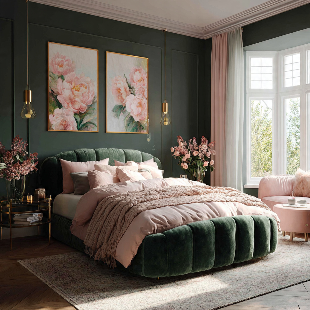 hyper realistic romantic modern bedroom showcasing feminine dark 2