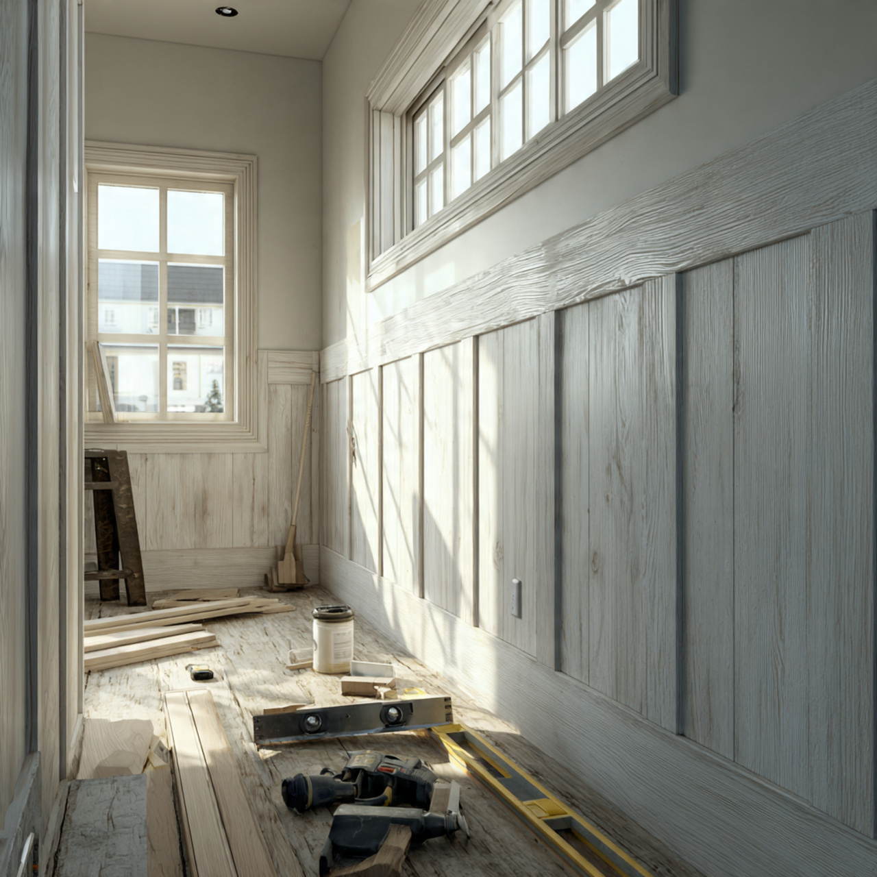hyper realistic workshop or residential room in progress