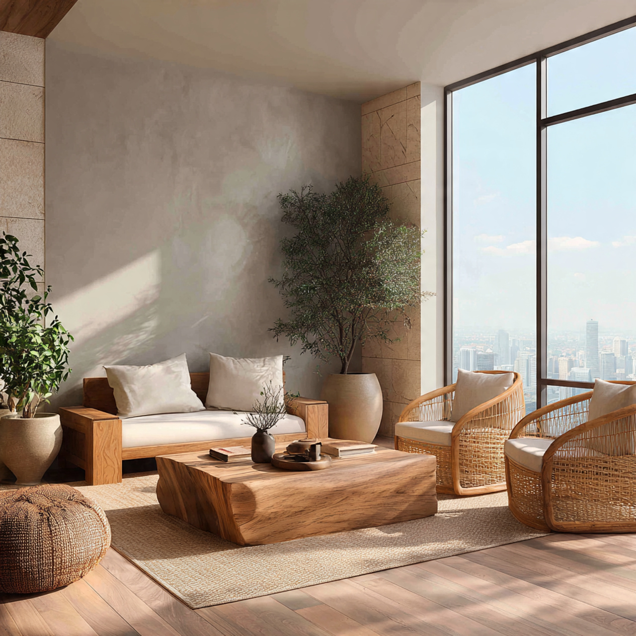 neutral modern living room illustrating modern interior