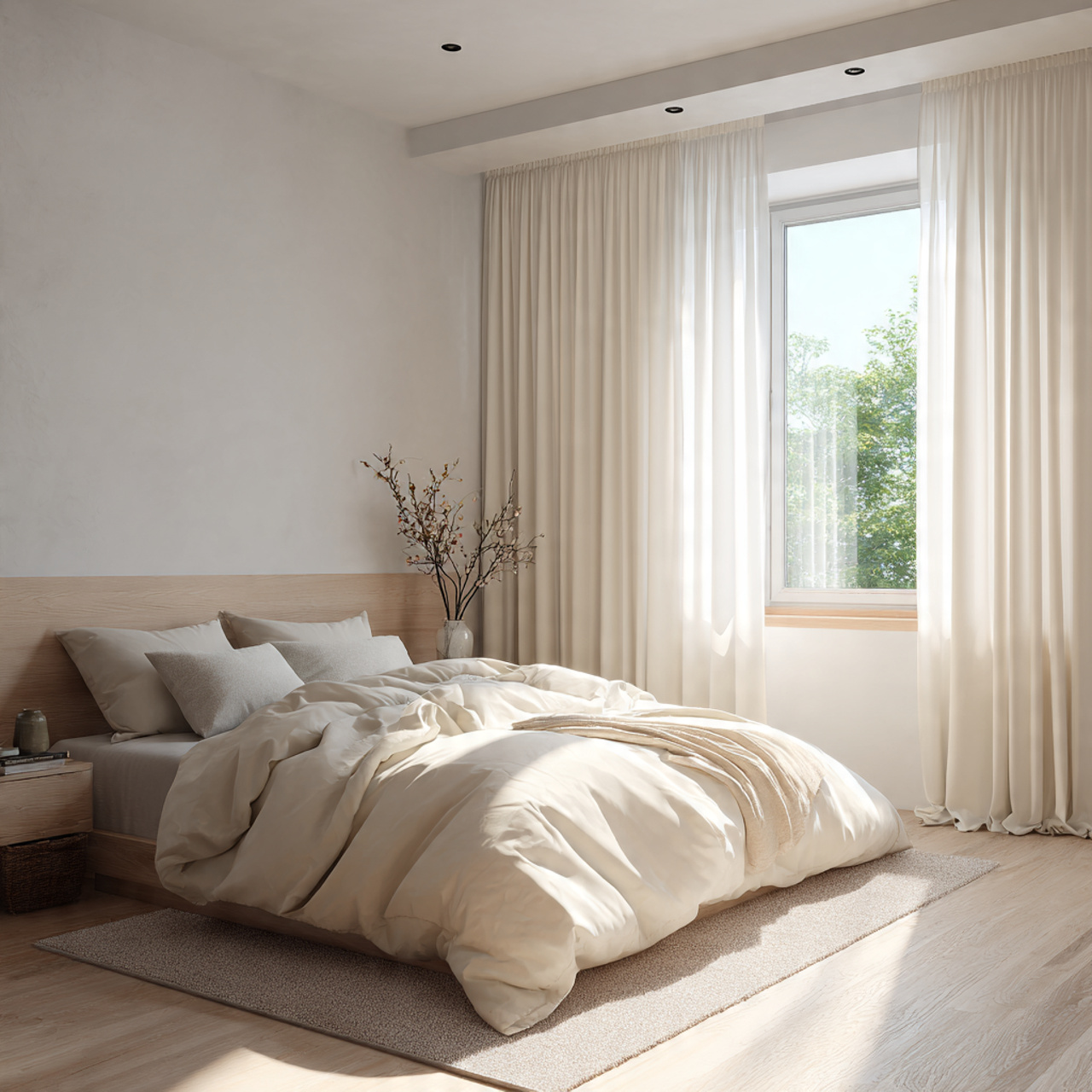 ultra realistic bedroom designed to enhance natural daylight