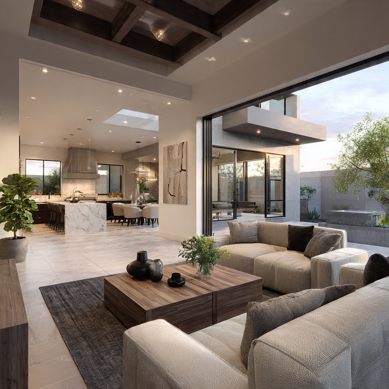 ultra realistic interior demonstrating color palette coordination across