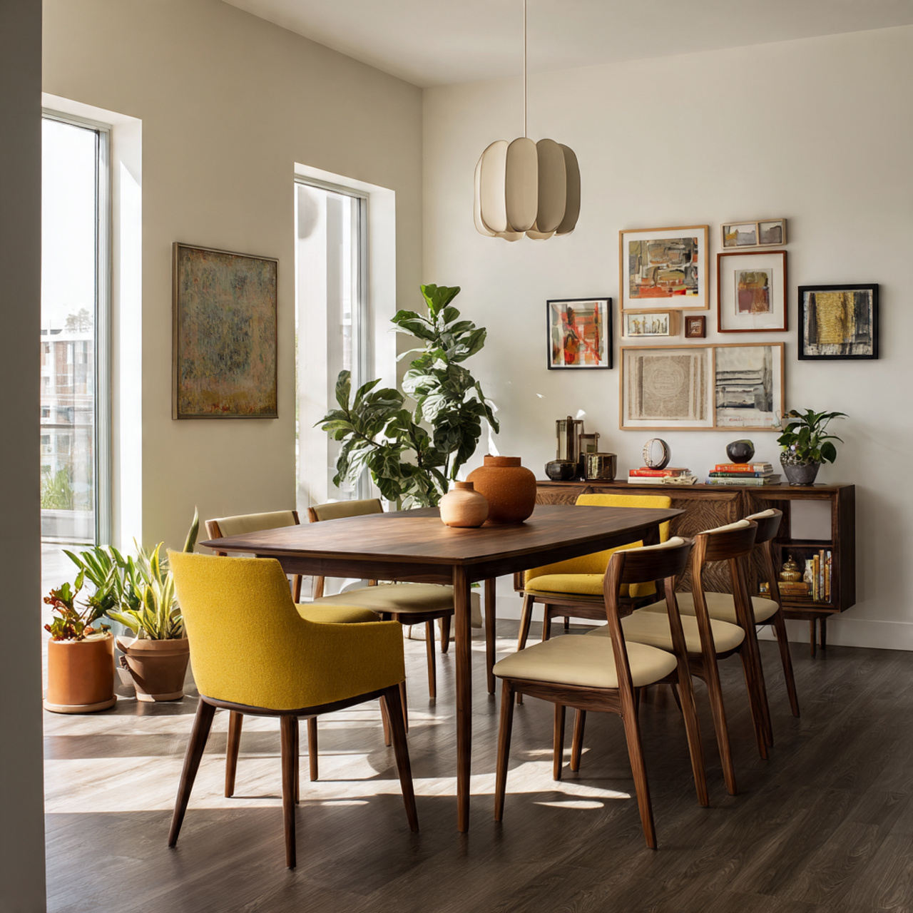 a dining and sitting area composed to