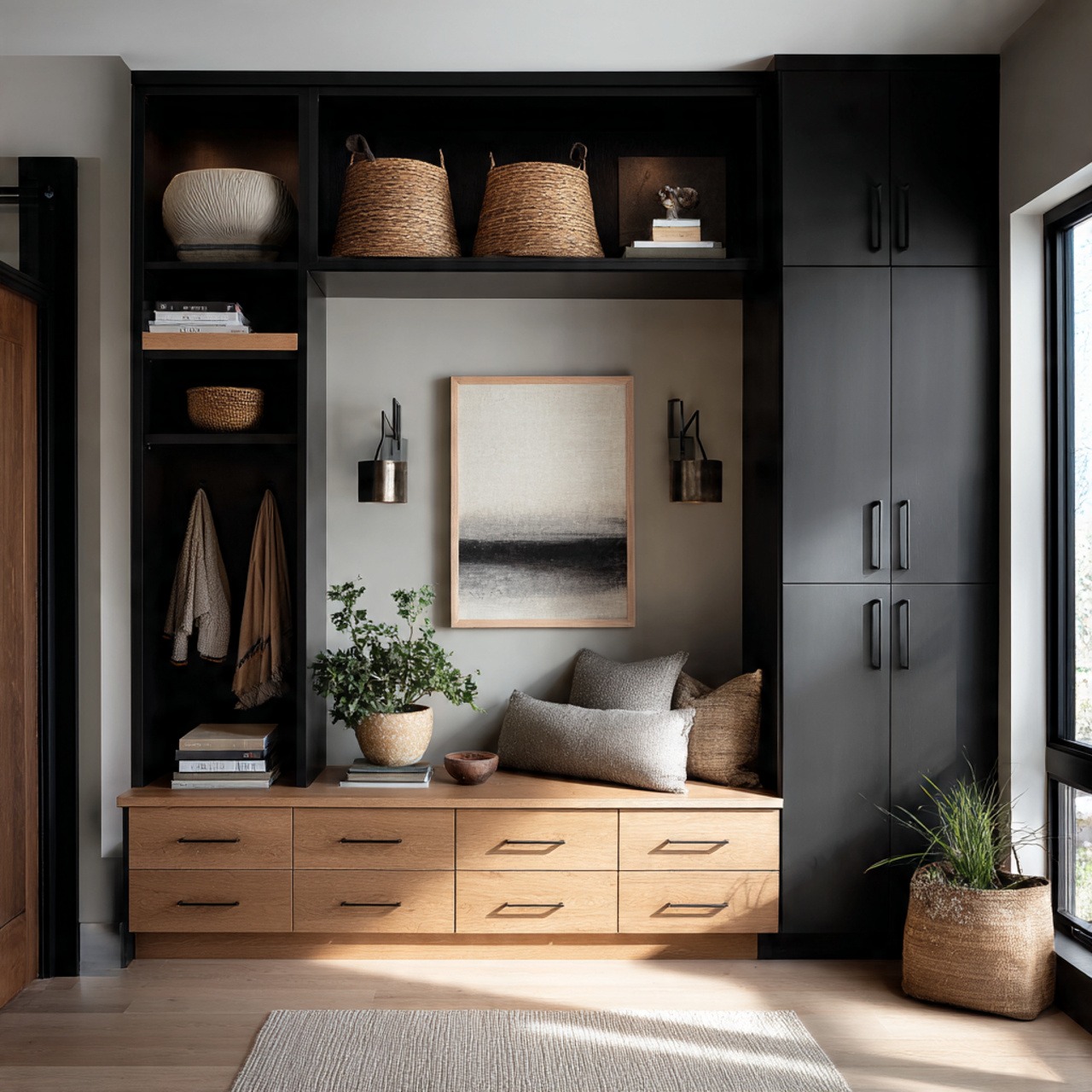 a photorealistic interior photograph of an entryway