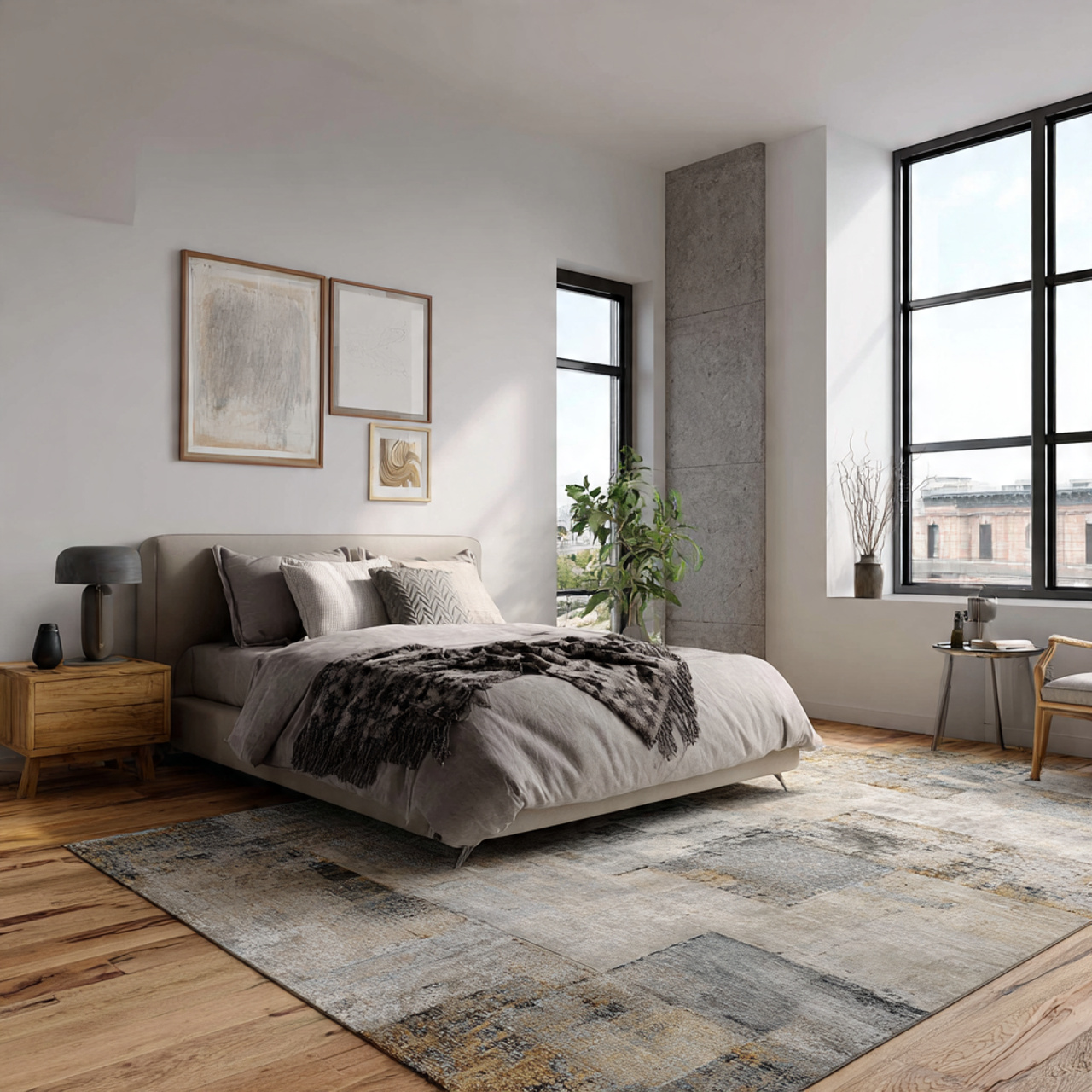 16 Bedroom Ideas That Create Comfort and Beautiful Space 7 7 simple area rugs that soften the space a clean m