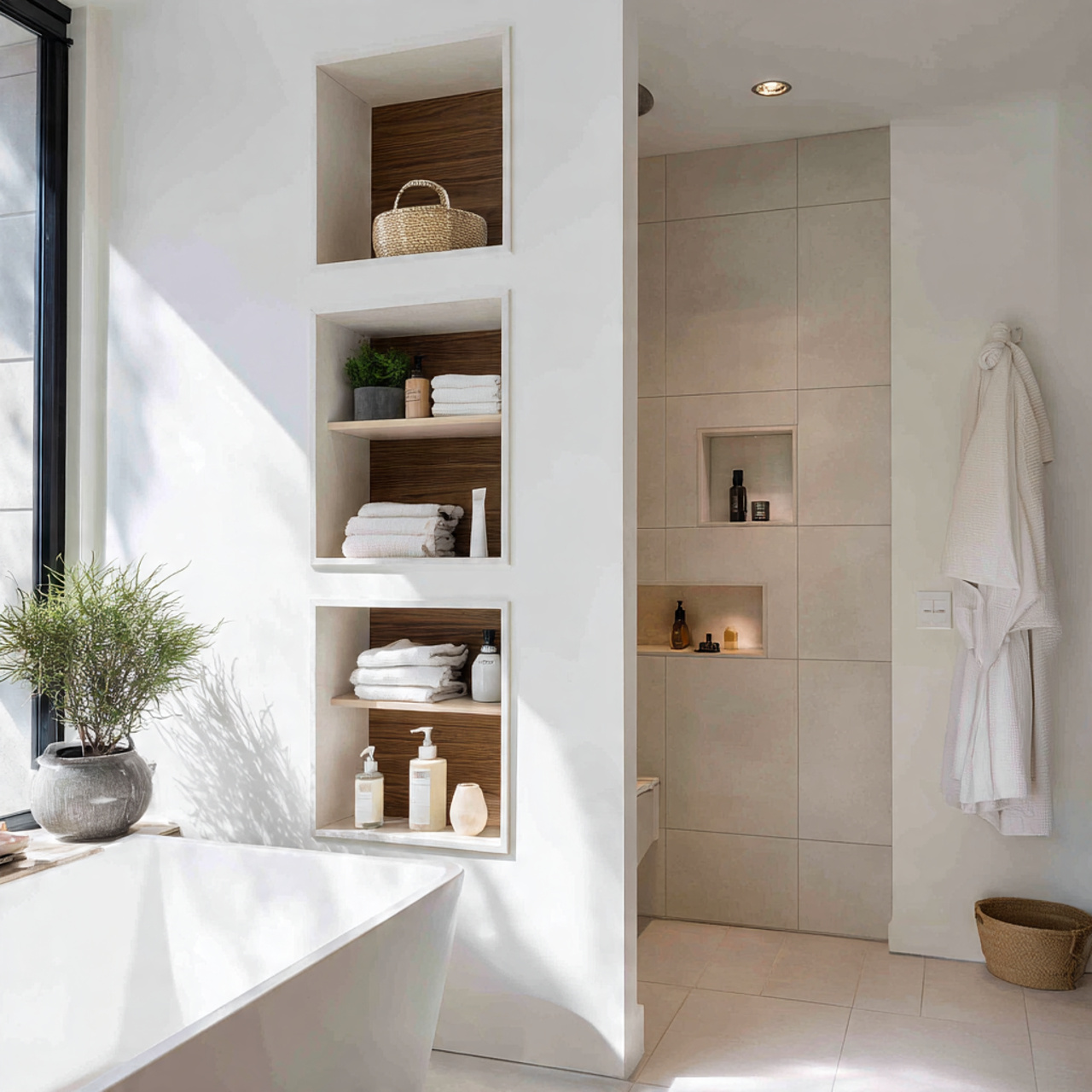 20 Smart Bathroom Ideas for a Calm and Comfortable Living 11 11 built in bathroom niches that reduce visual clu