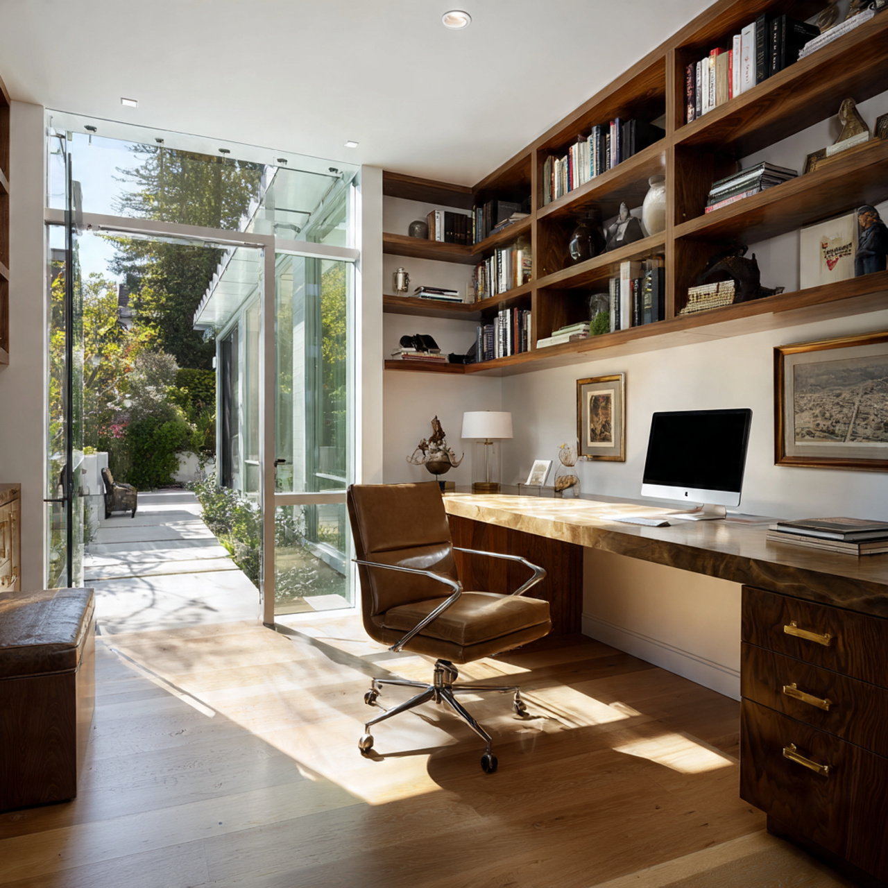 18 clear walkway space that keeps the office feeli