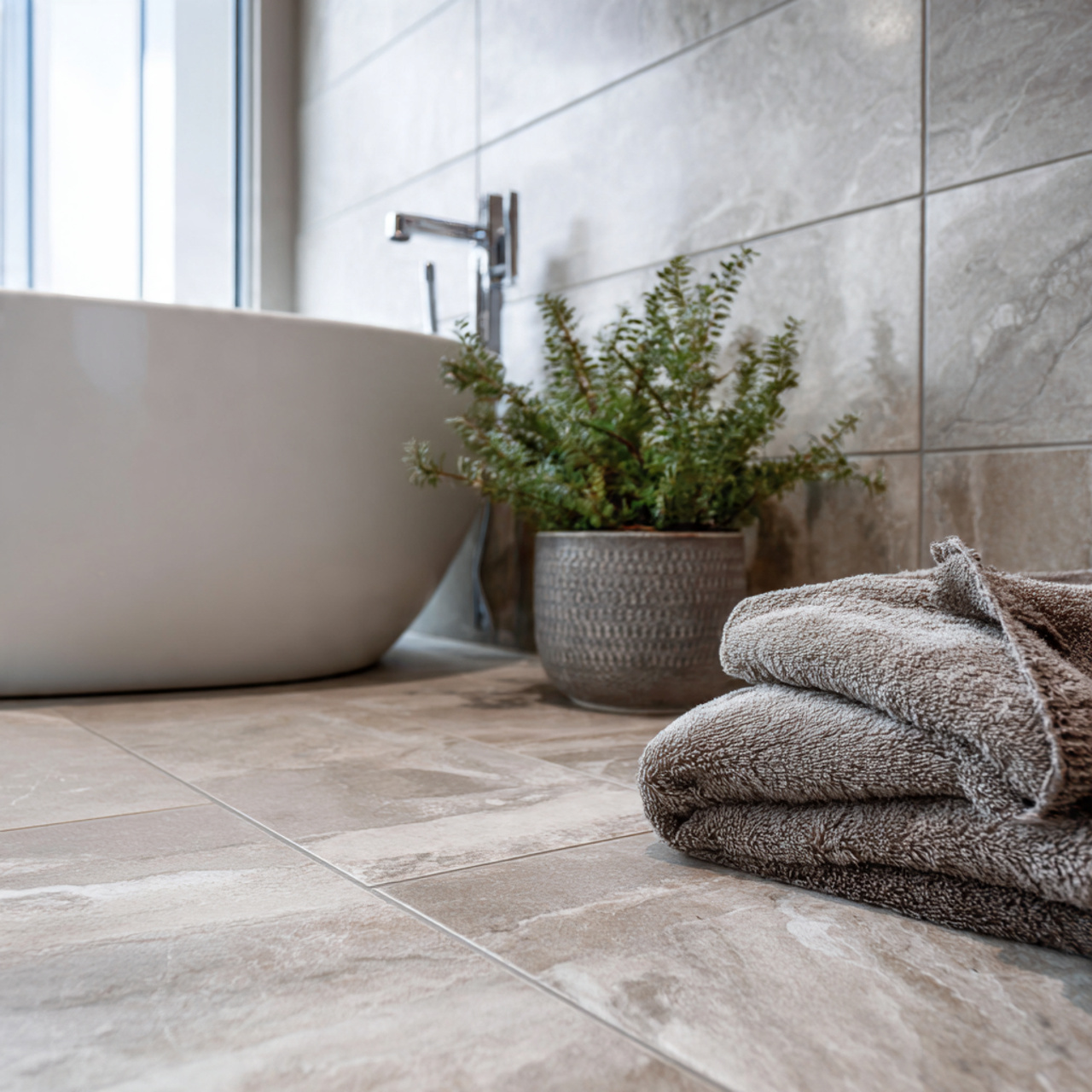 20 Smart Bathroom Ideas for a Calm and Comfortable Living 3 3 large format bathroom tiles that reduce visual c