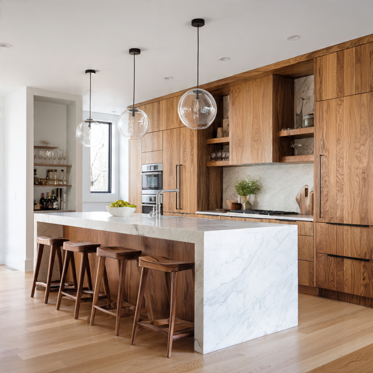 17 Smart Kitchen Ideas for a Calmer, More Organized Home 8 one natural wood element that adds warmth and bala