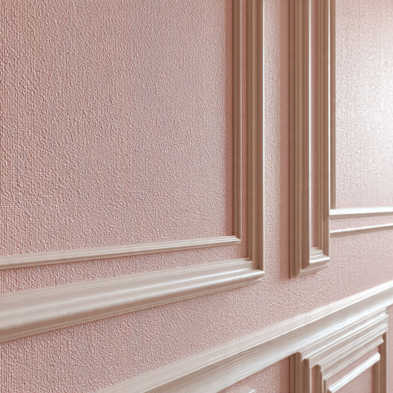 11 framed pink wallpaper panels with subtle textur 1