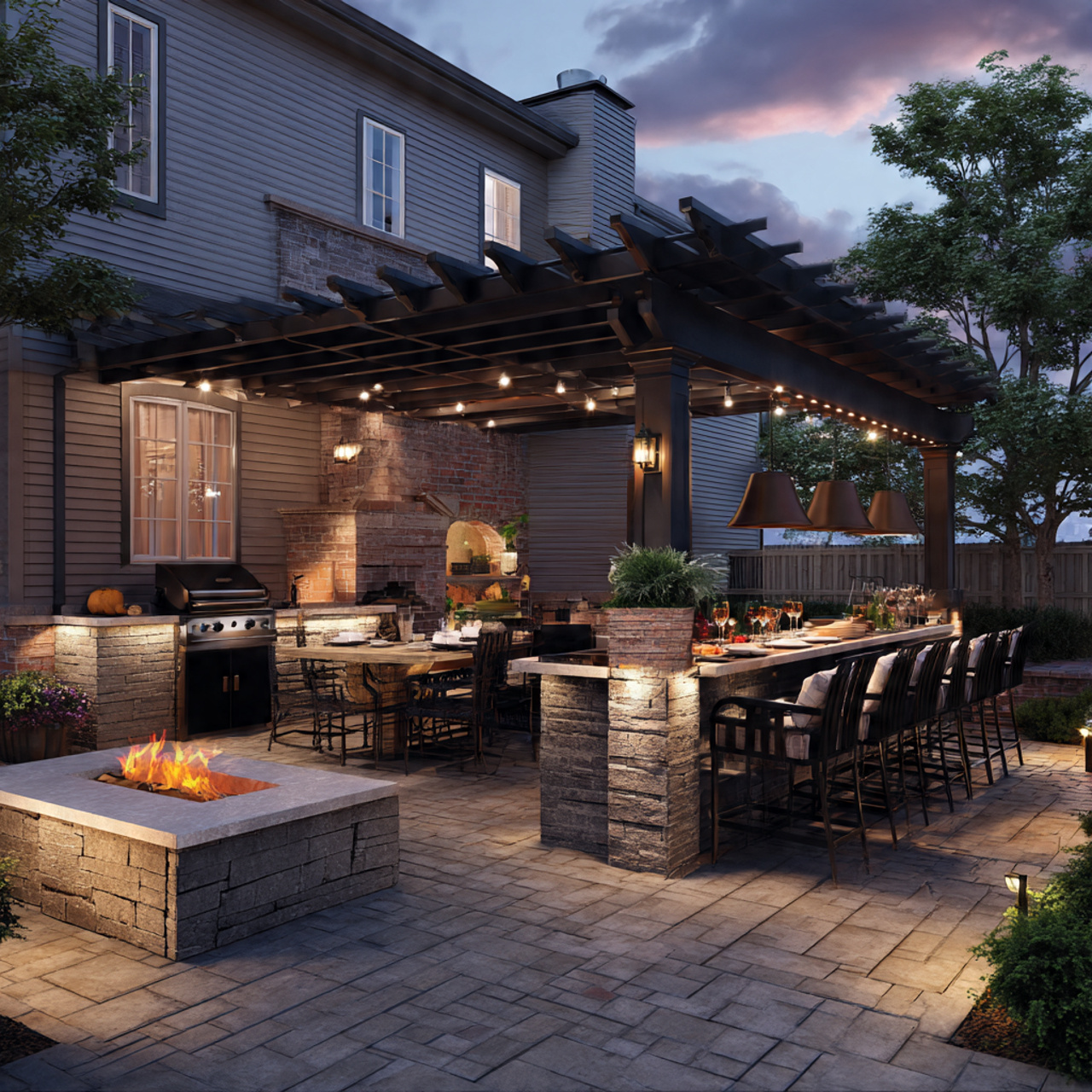 fire pit pergola designs