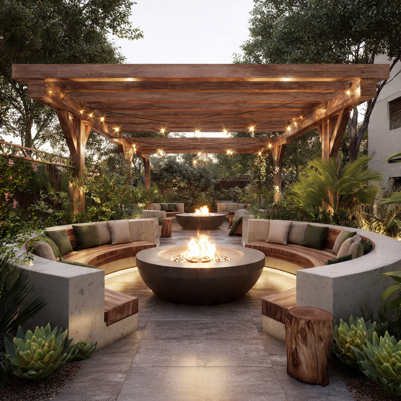 fire pit pergola designs