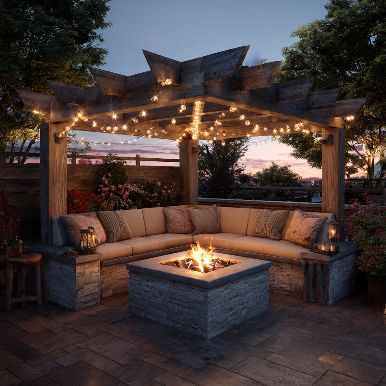 fire pit pergola designs