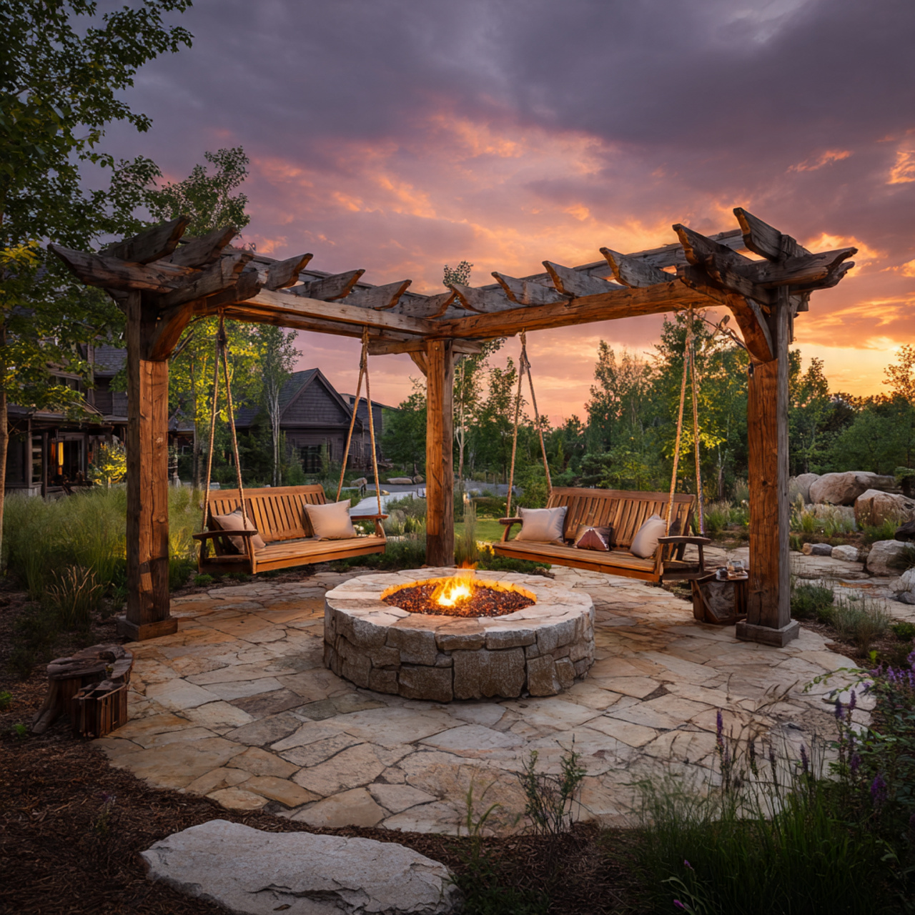 fire pit pergola designs