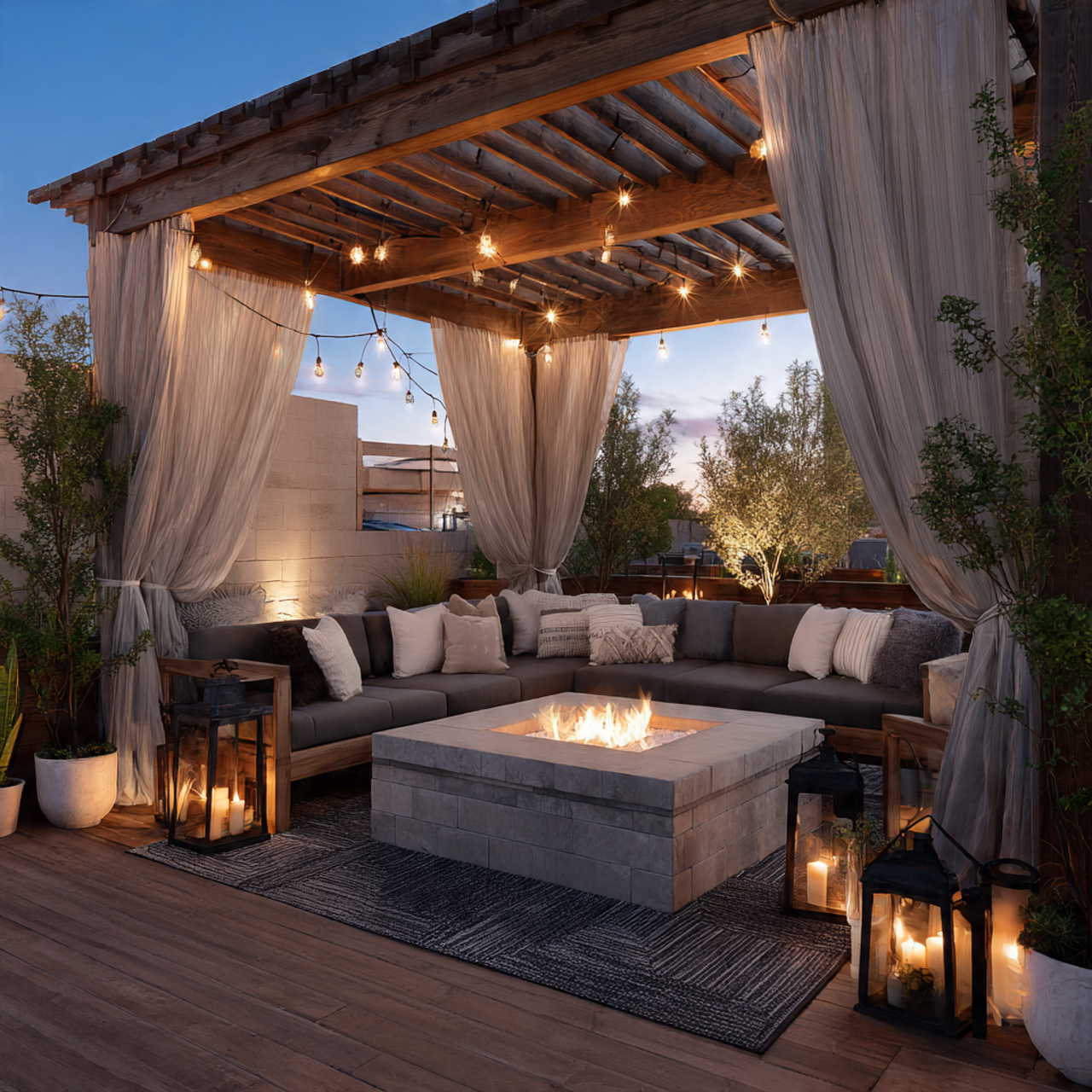 fire pit pergola designs