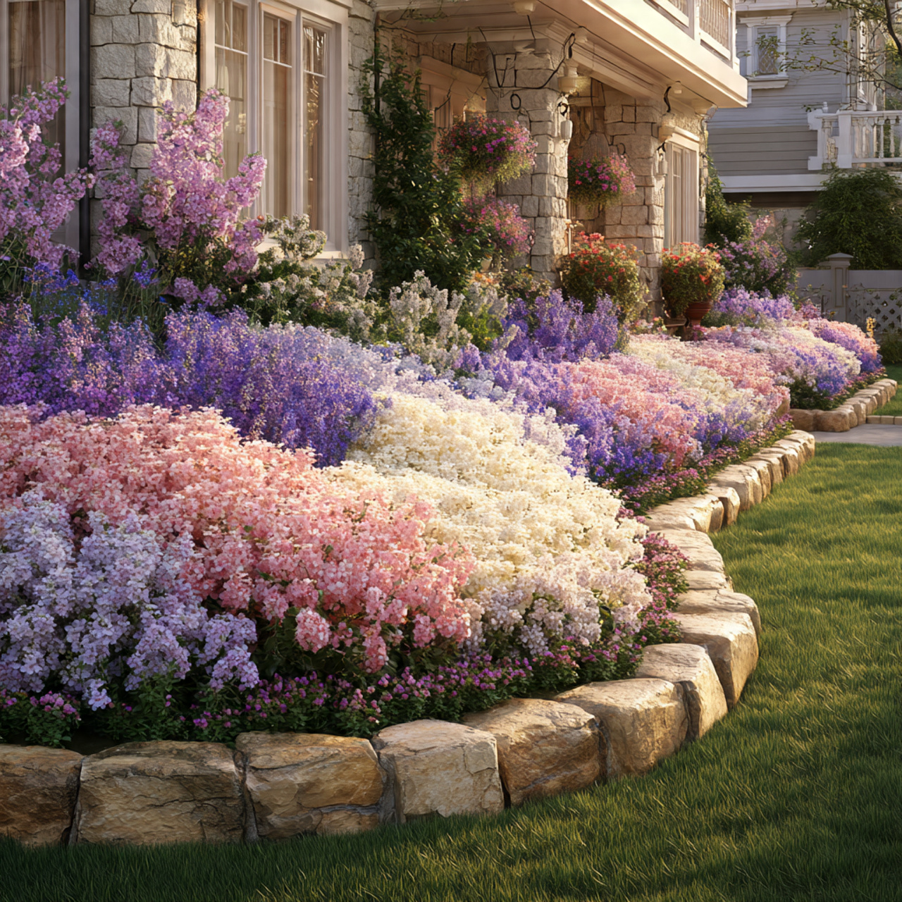 flower beds in front of house