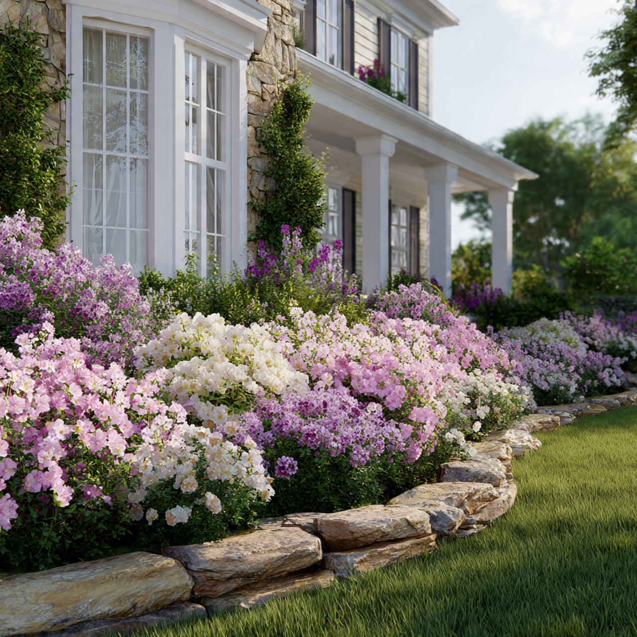 flower beds in front of house