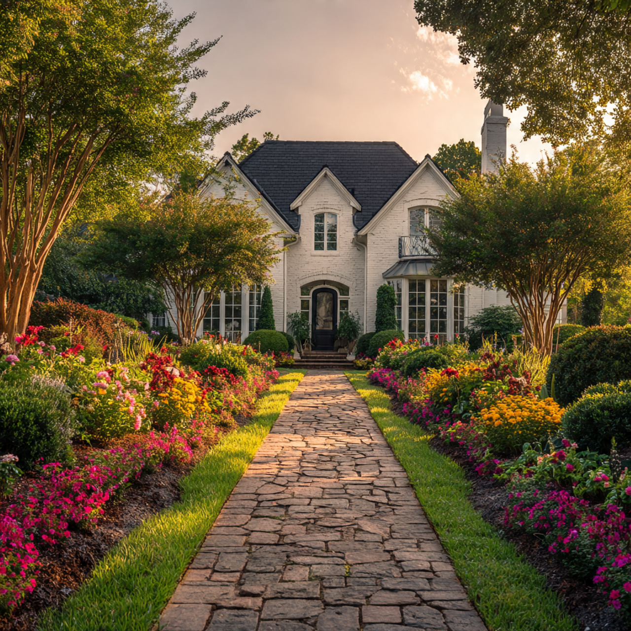 flower beds in front of house