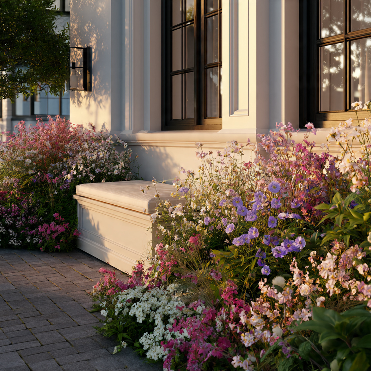 flower beds in front of house