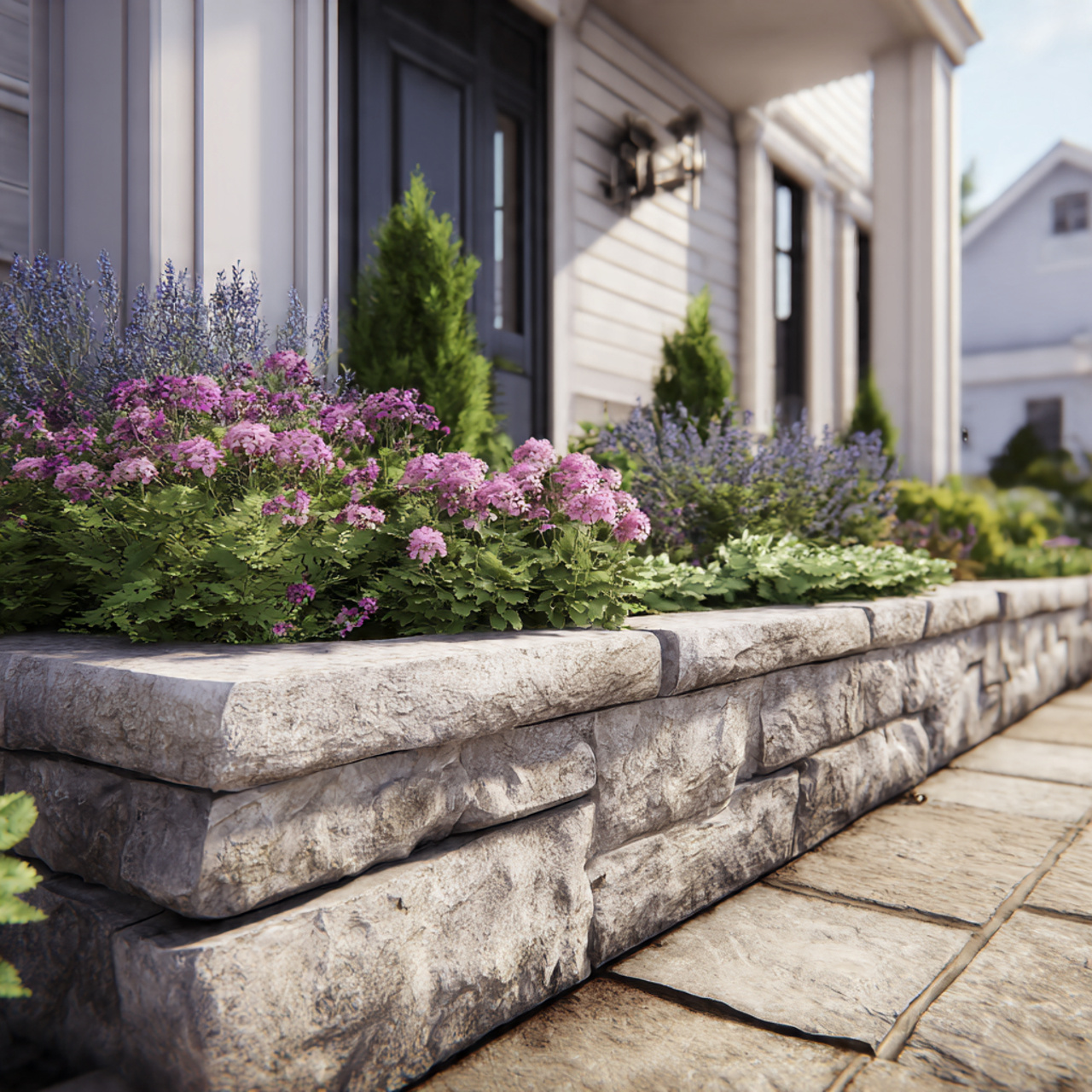 flower beds in front of house