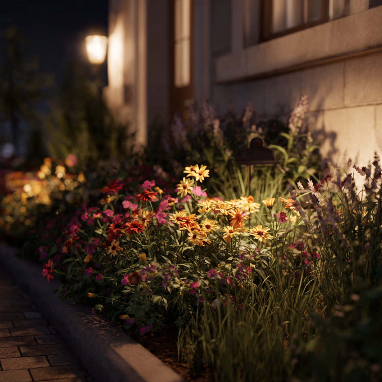 flower beds in front of house